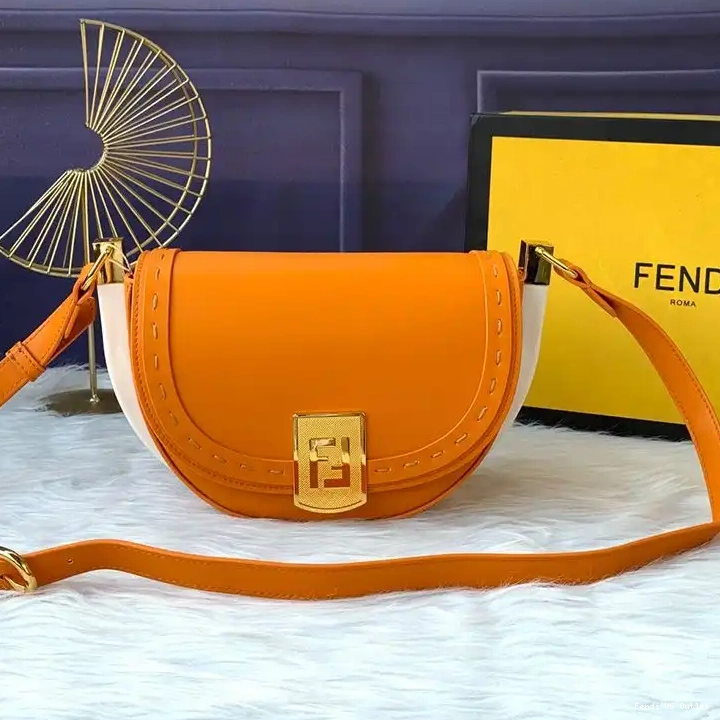 Cheap HOT Moonlight ROMA Leather Calf Logo Fendi Orange In Bag 0615